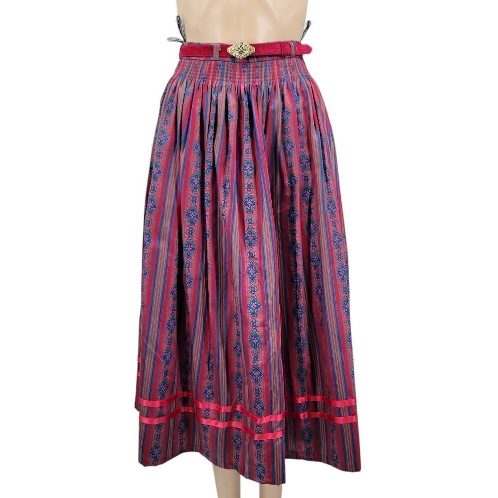 Alpen Trachten Dirndl Vintage German Alpine Traditional Pleated Skirt Cotton